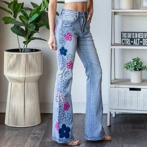 Oli & Hali Light Blue Floral Embroidered Jeans